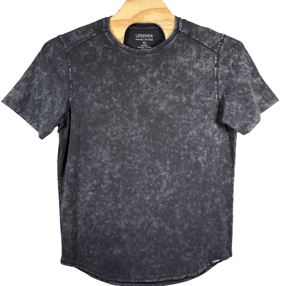 Legends Aviation T-Shirt Mens XL Black Acid Wash Curved Hem Athletic Tee Lifting
